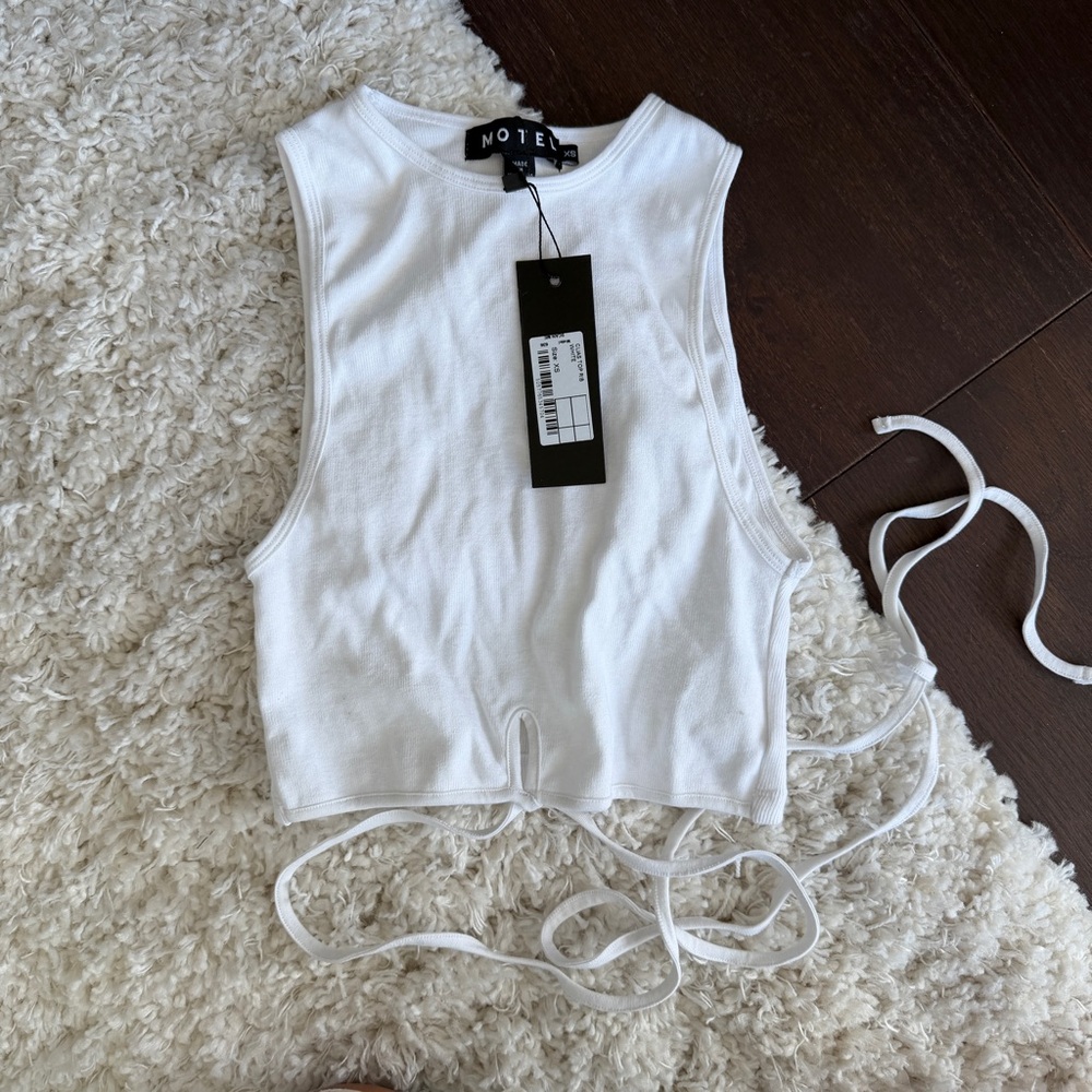 Motel Rocks White Tie-Up Crop Tank